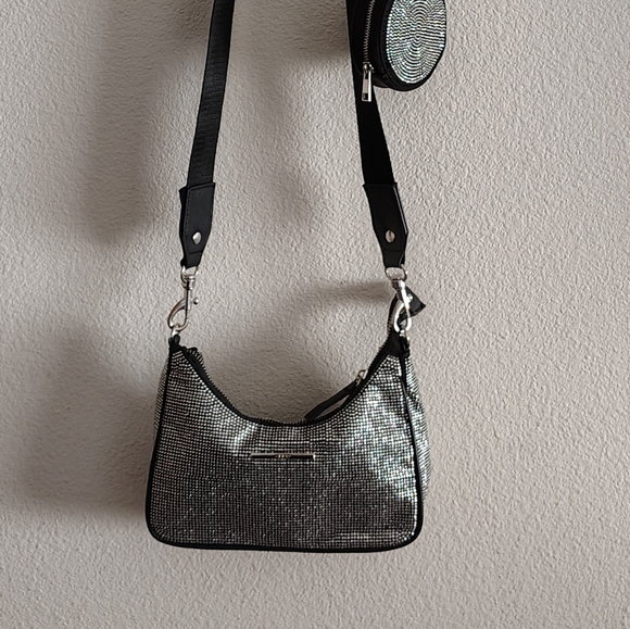Aldo Black and Silver Crossbody Bag - Picture 8 of 11